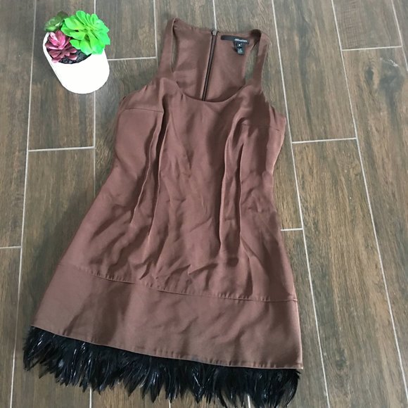 Jay Godfrey silk brown fitted feather cocktail 6 - Picture 1 of 8